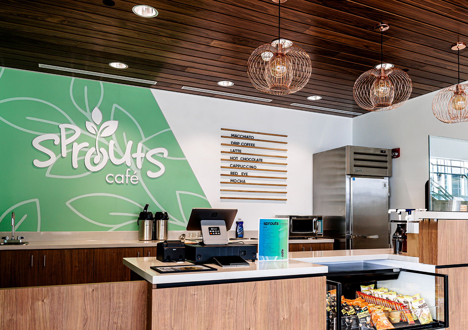 Visitors can enjoy the on-site cafe, Sprouts, located on the first floor.